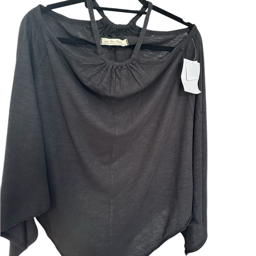 Free People High Neck Open Shoulder Triangle Poncho Oversized S